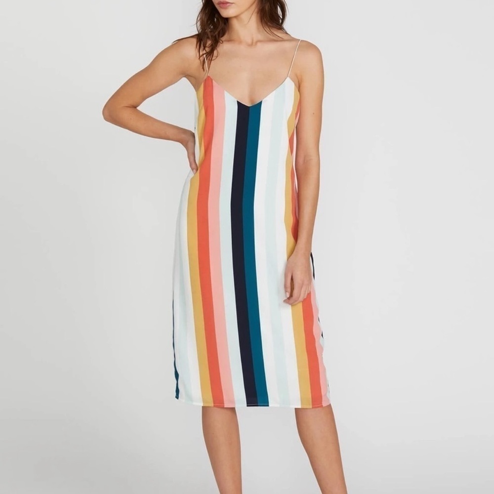 Volcom Flavor Up Striped Cami Slip Dress | Size M | Rainbow Boho